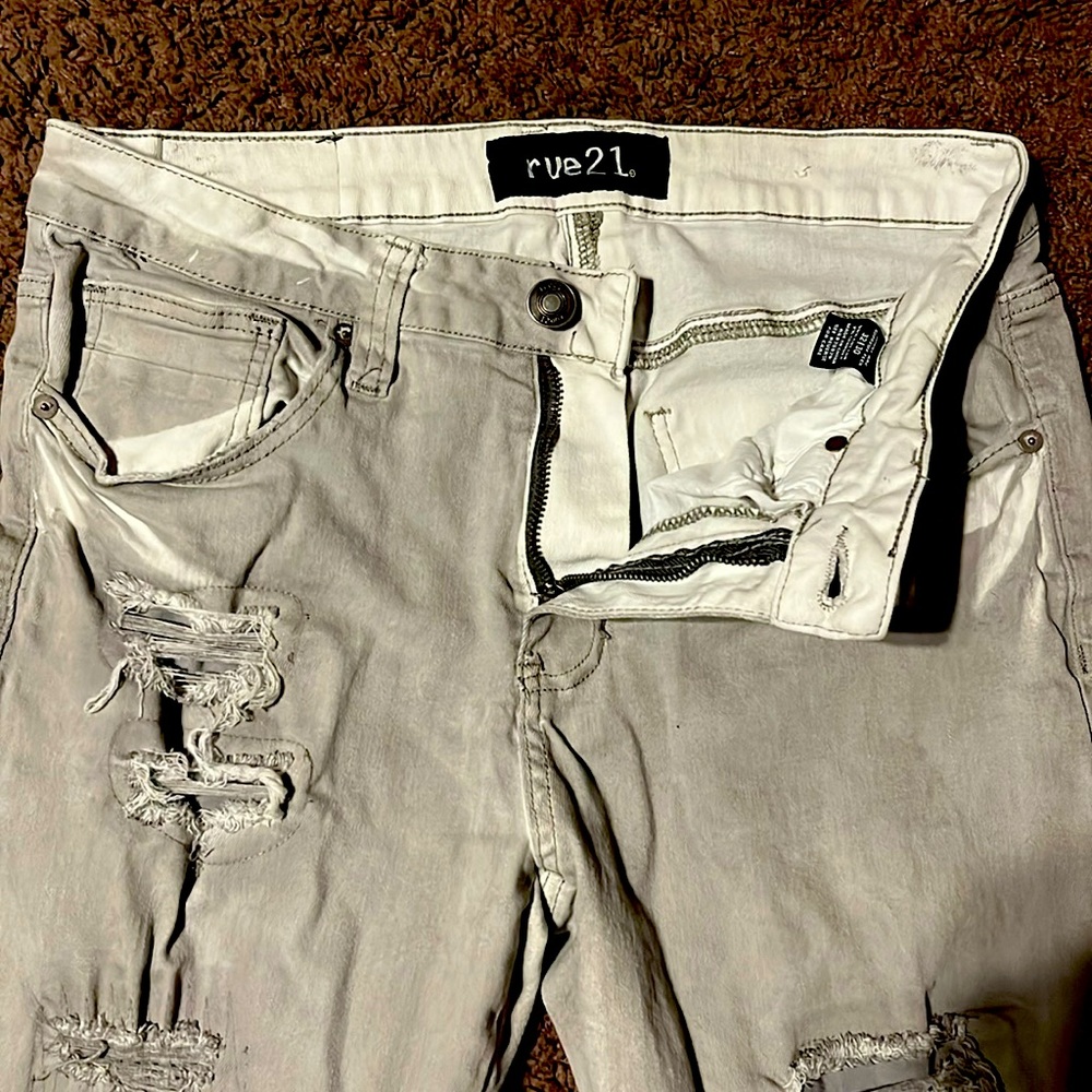 WHITE/GREY Faded Skinny Jeans